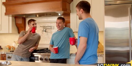 Horny studs pick up handsome boys for anal orgy session