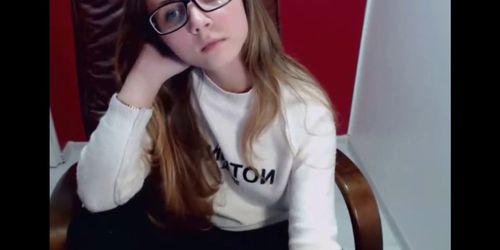 Shy Nerdy Teen Mia Reveals her lush breasts