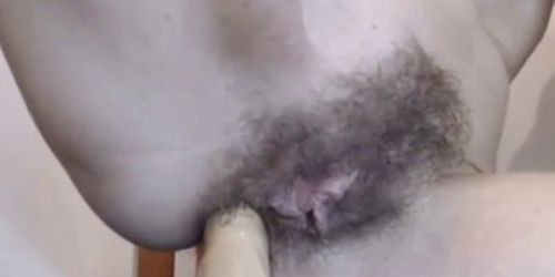 Girl play with hairy holes