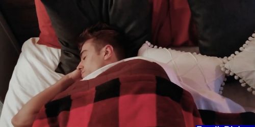 Gay twink gets stepdaddys cock shoved down his throat