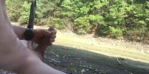 Me Jerking and Cum Naked Outdoor Public Exhib