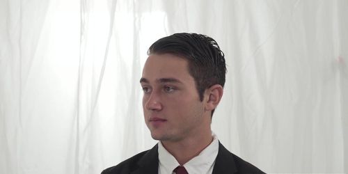 Bishop sucks twinks stiff cock and rides him bareback