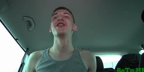 Handsome twinks enjoy car sex