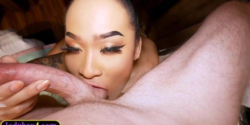 Busty teen shemale from Thailand anal doggystyle fucked