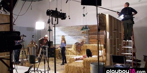 Amateur couple making their first porn scene in a barn