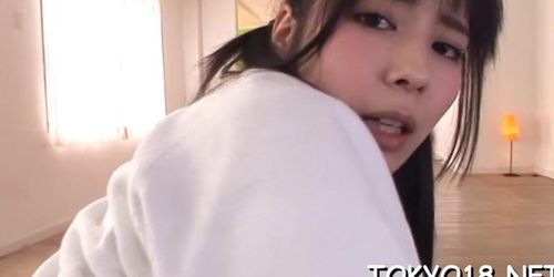 Goluptious maid ruka kanae caresses fat pecker