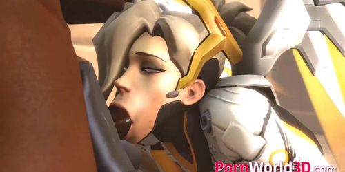 Overwatch Shy Mercy with Huge Round Ass Gets a Big Cock