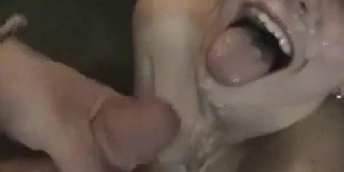 Amateur girl loves to take cum on face and tits