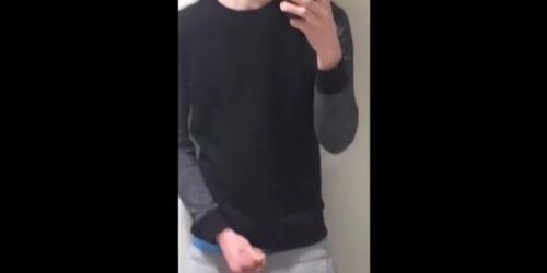 Cute Boy wank in school bathroom and cum in classroom