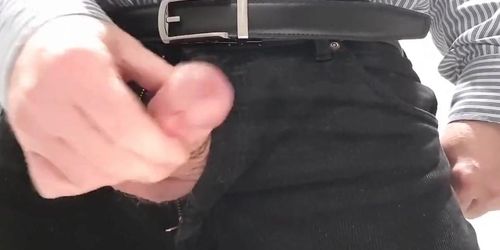 Little cock daddy wank at work with big cum spurt 3