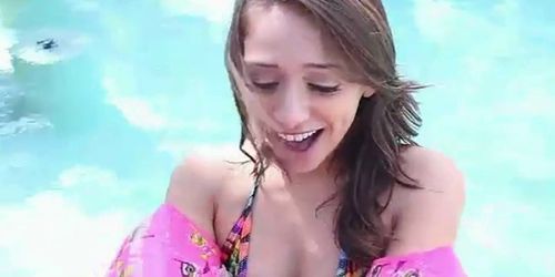 Sexy young blonde learns to swim