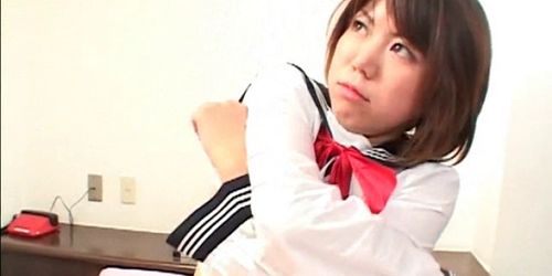 Sweet Japanese school babe gets cunt fingered and sucks