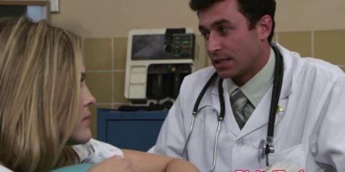 Blonde babe licked and fucked by horny doctor