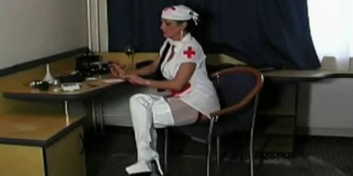 hot sexy nurse slapping cock