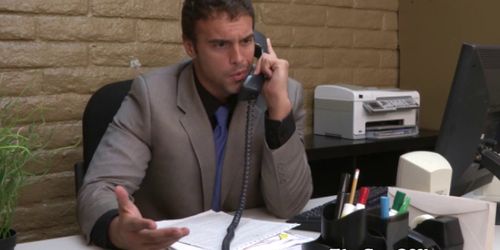 Gay office jock getting throat ravaged