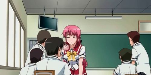 Sensual anime school babe giving her coed a boner