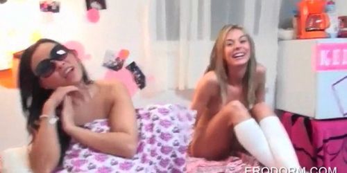 Dorm room college sex party with hot girls making out 