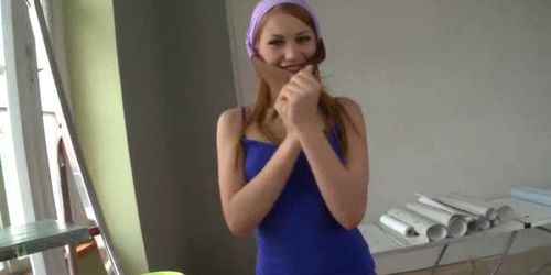 Hot Russian teen cleaning lady POV