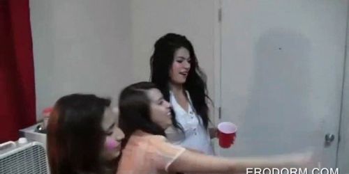 Tit flashing college babes drink and fuck in dorm room 