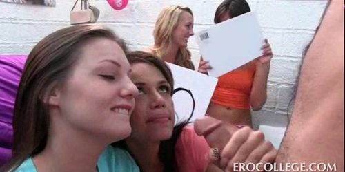 College hotties giving blowjobs at dorm room sex party