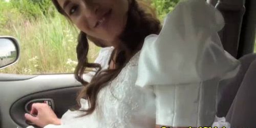 Hitchhiker run away bride fucks lucky dude