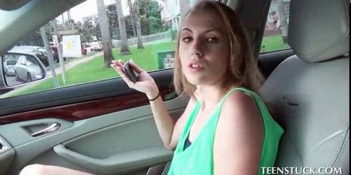 Teen blonde hitchhiking for a nasty sex ride