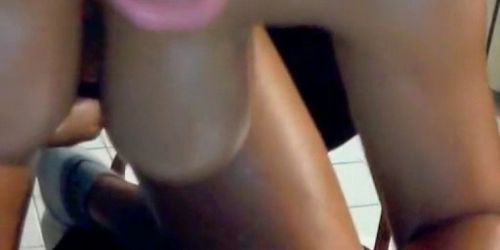 Ebony chicks rubbing her tits