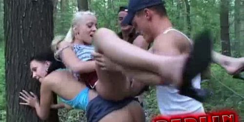 3 Kinky Babes banged in the Forest