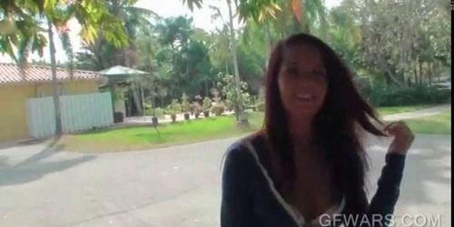 Ex-GF eating cock in POV style outdoor