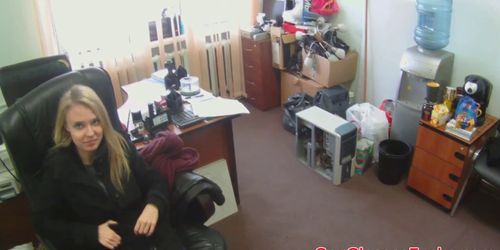 Russian babe on sypcam fucks to get job