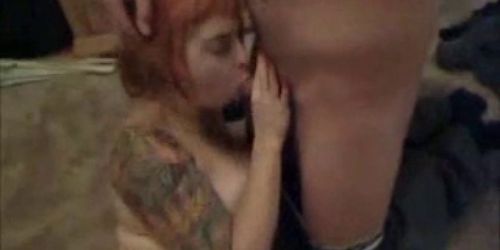 Red Haired Emo Chick with Ink Drains Dick