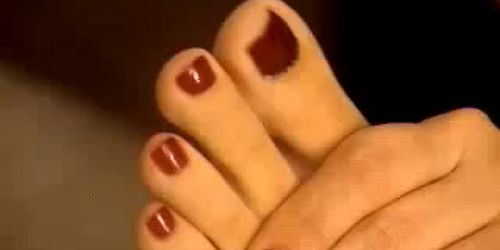 Girl lick her toes and show amazing sole