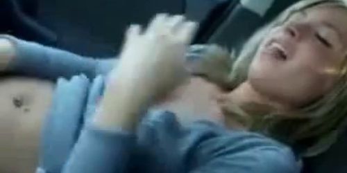 Amateur blonde girlfriend driver seat blow