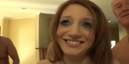 Teen blowbang and swallows