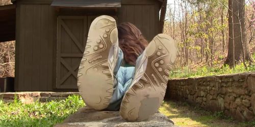 Stacy well worn Reebok sneakers sole shoeplay full vid