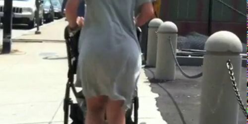 Jiggly Bubble Butt Milf Grey Skirt VPL