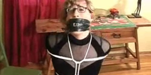 Sexy bound CD in black dress