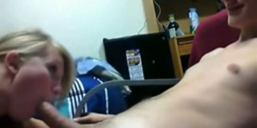 Cute Blonde Teen Sucks Off Her Boyfriend