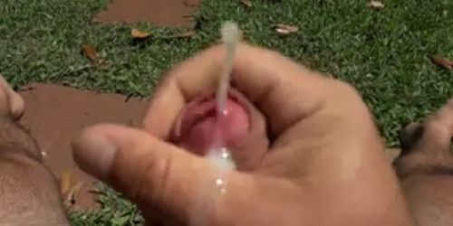 Uncut Cock Foreskin Cum Outdoors