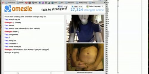 Real Omegle Teen Rubs Pussy for Me