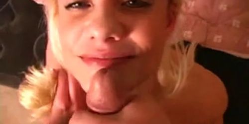 Busty blonde doing sweet blowjob in hot blowjob porn pt