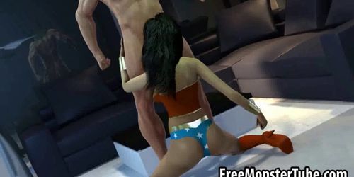 3D Wonder Woman sucks cock and gets fucked by Batman