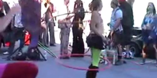 Rachel hula hooping at SF Burning Man