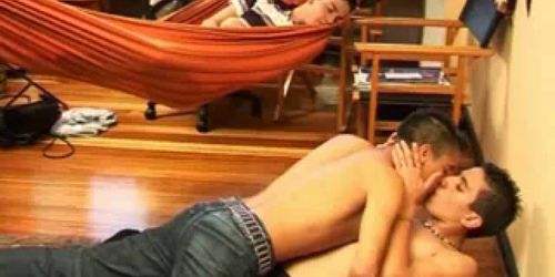 Young latino takes part in a threesome gay orgy