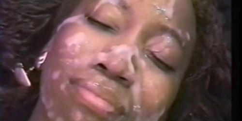 Ebony MILF Face Covered in Cum