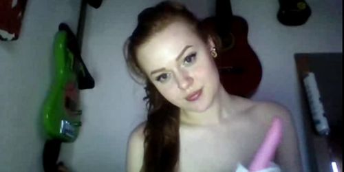 German redhead masturbates on cam