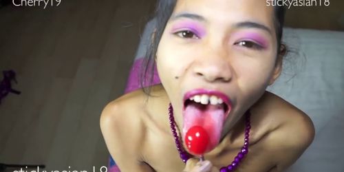 Cherry girl 19 Exercising, Lolli and Cock licking