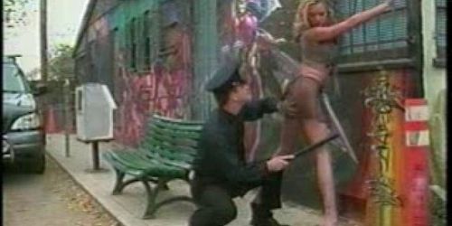 Filthy Blonde Whore Fucks Cop on Street