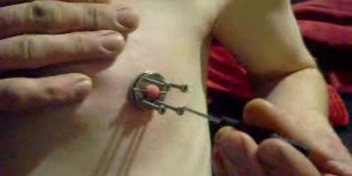 Shaved Pierced Nipple Torture