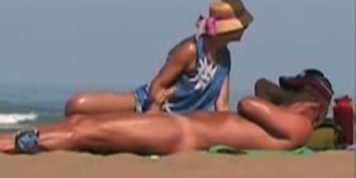 Old MILF Beach Handjob